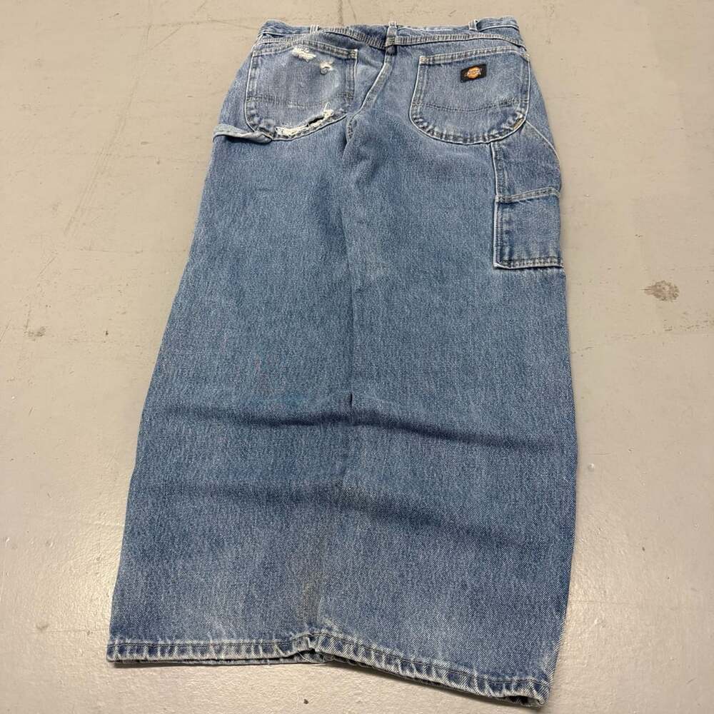 Vintage Dickies Carpenter Jeans Size 34x30 Light Wash Denim Workwear Distressed